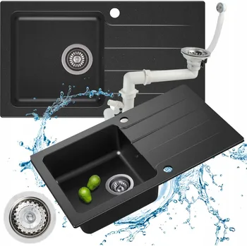 Granitový dřez Jednokomorový granitový dřez Moderno Cascatore černý