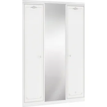 Šatní skříň Třídveřová šatní skříň se zrcadlem Betty - bílá/šedá