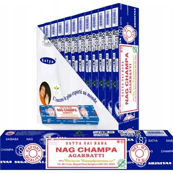 Vonná tyčinka Indické tyčinkové kadidlo Satya Sai Baba Nag Champa 12 balení x 15 g