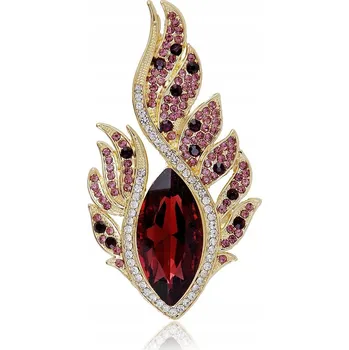 Brož Brož zlatá plamen s červeným krystalem