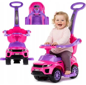 Dětské vozidlo Odrážedlo, chodítko a vozítko pro děti s madlem a ohrádkou - Sportovní auto růžové