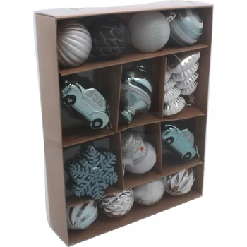 Vánoční dekorace VÁNOČNÍ BAŇKY VÁNOČNÍ OZDOBY SADA 20 KUSŮ RŮŽOVÁ / MODRÁ