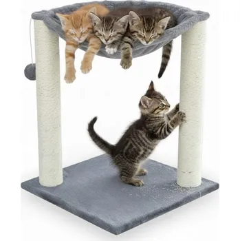 Škrabadlo se sloupky pro kočky pelíšek domeček budka 53cm (F062)