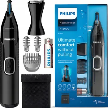 Strojek na vlasy Zastřihovač chloupků v nose a uších Philips NT5000 černý s nástavci