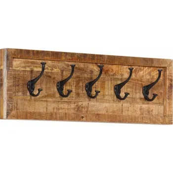 vidaXL Nástěnný věšák s 5 háčky masivní mangovníkové dřevo [358955]