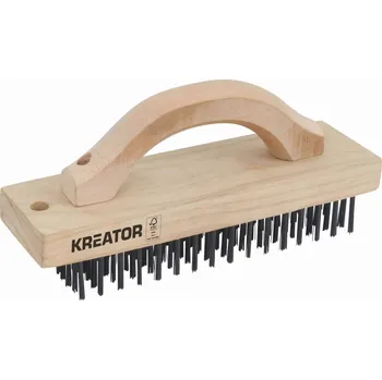 Drátěný kartáč KRTH50001 - Ruční drátěný ocelový kartáč, dřevěná rukojeť KREATOR