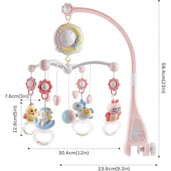 Hračka pro nejmenší KOLOTOČ NAD POSTÝLKU S PROJEKTOREM HUDEBNÍ HRACÍ SKŘÍŇKA + DÁLKOVÉ OVLÁDÁNÍ PRO MIMINKA