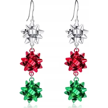 Náušnice Náušnice vánoční dlouhé tři rozetky mašle