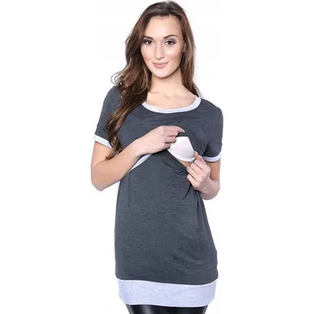 Těhotenské noční prádlo Těhotenská a kojící halenka Mandy grafitová XXL