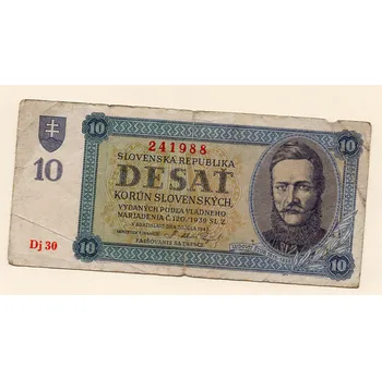 Slovenská republika 10 Korun 1943 S. Dj 30