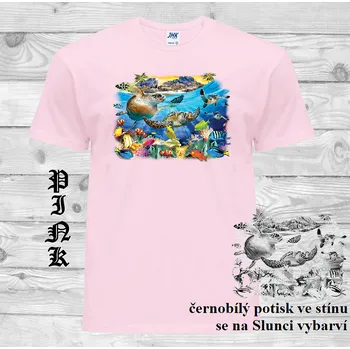 Dívčí tričko detske-bavlnene_tricko_uv_potisk_morske_zelvicky Barva: Pink - růžová, velikost: 164