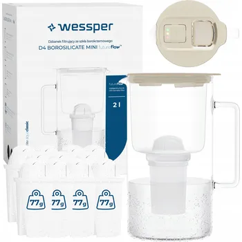 Filtrace vody Filtrační konvice skleněná Wessper D4 BOROSILICATE MINI FF BG + 12x filtr