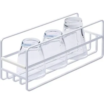 YAMAZAKI 5643 TOWER Úzký stojan na hrnky a sklenice, bílý, ocel/silikon, minimalistický, 11 x 33,2