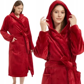 Dámský župan ŽUPAN S S KAPUCÍ, VÁZÁNÍM, TEPLÝ, MĚKKÝ, UNISEX L/XL PAULO BORDÓ