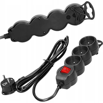 Napájecí kabel Prodlužovací Kabel přívod Virone 5 m, 3 ks, černý