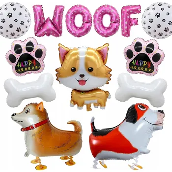 Balónek Balónky Pejsci Narozeniny Sada 13 ks Růžové Woof Party