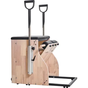 Vevor Pilatesová židle s dvoupedálem a rukojeťmi, rám z gumového dřeva