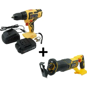 Aku vrtačka 20V 2,0Ah v kufru ASIST AE2V20A-201-BMC + pila ocaska 20V ASIST AE5PO20A, řada AKU GANG!