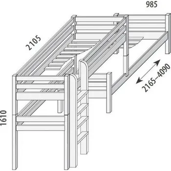 Postel Palanda posuvná DOMINO D860/BC nízká, masiv buk