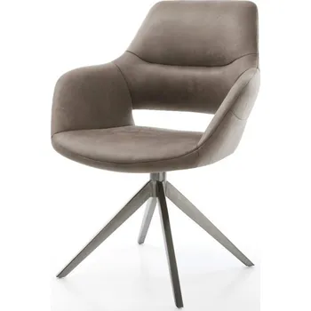 Jídelní židle Otočná židle Yago-Flex s područkami mikrovlákno taupe vintage