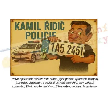 Plechová cedule Retro cedule - Řidič policie - Plast / A5 ( 20x15cm)