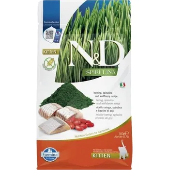 Krmivo pro kočku N&D Grain Free Spirulina Cat Kitten Herring & Goji 300g