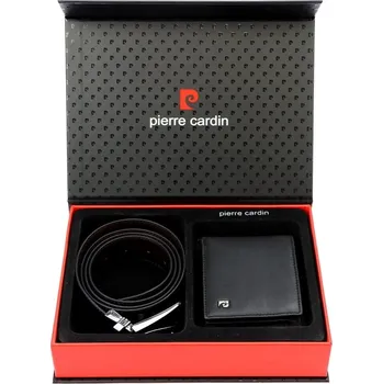 Módní doplněk Dárková sada pro muže Pierre Cardin: peněženka 8806 a oboustranný opasek Double 120/105 cm