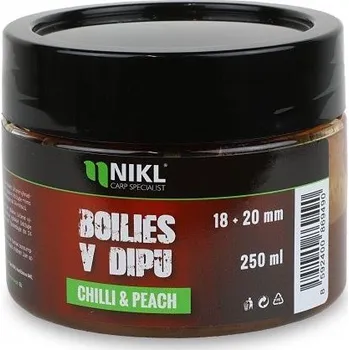 Boilies Nikl Boilies v dipu Chilli & Peach 250 ml Průměr nástrahy: 20mm
