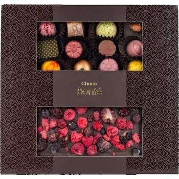 Bonboniéra Choco Bonté Bonboniéra - 12 ks pralinek + tabulková čokoláda hořká