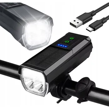 Cyklosvítilna Přední světlo na kolo 4kom černé s klaksonem, powerbankou, 1000 lm, 8 režimů