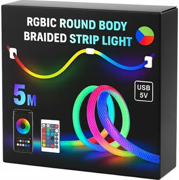 LED páska LED RGB pásek 360° Trubice Digital 5m 16mm USB 5V IP65 Dálkový Ovladač + Aplikace