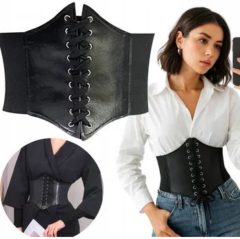 Korzet Široký kožený korzetový pás gotický lolita zeštíhlující korzet 68-75 cm