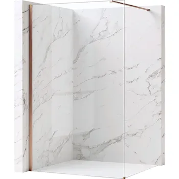Bezrámová sprchová zástěna REA FLEXI BRUSH COPPER 90 cm, měď kartáčovaná/transparent - bez vaničky