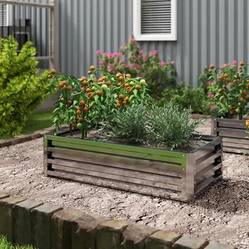 Sadbovač Outsunny Vyvýšený záhon 120 x 60 x 30 cm, stříbrný 495503