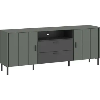Televizní stolek Komoda Shirley - Meble Wojcik Šedozelená/ Antracit 158.2x65 cm