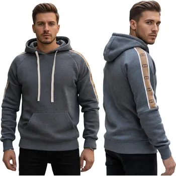 Pánská mikina Pánská mikina s kapucí šedá sportovní volnočasová BX5945 - XL