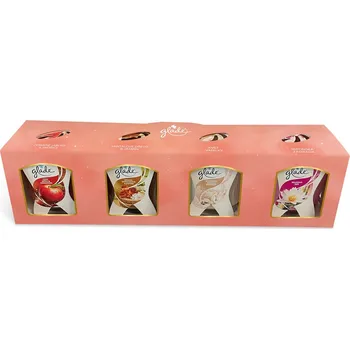 Svíčka Glade Dárková sada svíček 4x 70 g Apple And Cinnamon/Sensual Sandalwood And Jasmine/Romantic Vanilla Blossom/Relaxing Zen