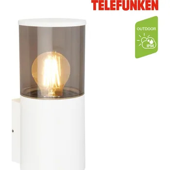 Venkovní osvětlení BRILONER TELEFUNKEN venkovní nástěnné svítidlo, voděodolné a prachotěsné, kouřové sklo, E27 patice, bílé 322206TF