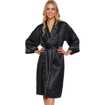 Dámské noční prádlo Doctor Nap Saténový župan SWW.5227 černý S