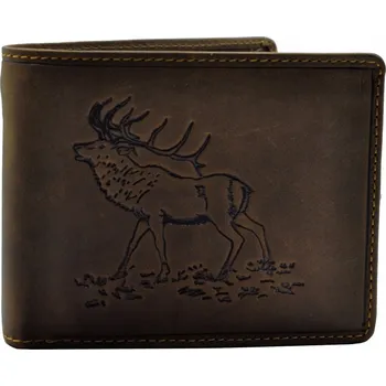 Peněženka Elegantní kožená peněženka - Dárek pro myslivce - ražený vzor Jelen