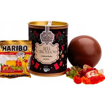 Čokoláda Čokoládová koule do mléka s želé bonbony Haribo mini medvídci 60g čokoláda k pití