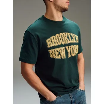 Oblečení a móda Sinsay - Bavlněné tričko s nápisem - zelená - 252HL-67X - 252HL-67X-XS