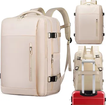 Městský batoh Cestovní Batoh Bange do letadla s USB, objem 20-40 l, béžový