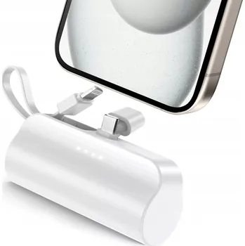 Powerbanka Powerbank 5000mAh 10,5W Malý KAPESNÍ Power Bank USB-C + Lightning Bílý