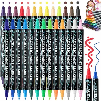 AKRYLOVÉ FIXY 24 BAREV FIXY NA KAMENY, DŘEVO, TKANINY, SKLO