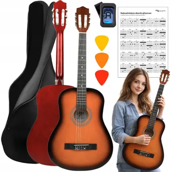 Kytara KYTARA KLASICKÁ 4/4 PRO VÝUKU HRY PRO ZAČÁTEČNÍKY NYLONOVÉ STRUNY AKORDY