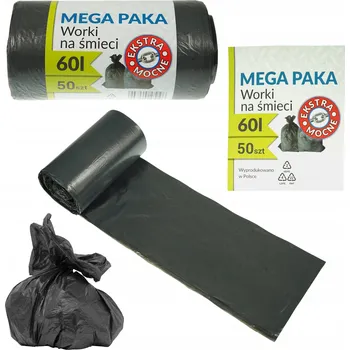 Pytle na odpadky PYTLE NA ODPADKY 50 KUSŮ MEGA BALENÍ UNIVERZÁLNÍ VELMI PEVNÉ - 60 L