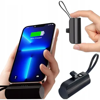 Powerbanka Powerbank 5000mAh 10,5W malý kapesní powerbank USB-C + Lightning černý