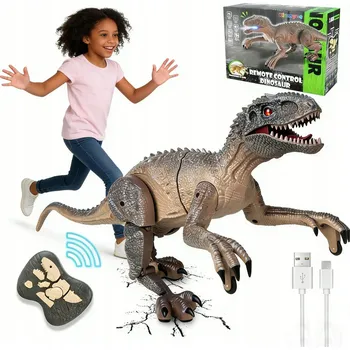 Figurka DÁLKOVĚ OVLÁDANÝ DINOSAURUS S OVLADAČEM INTERAKTIVNÍ T-REX CHODÍ ŘVE LED