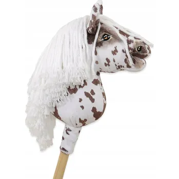 Hobby horsing Hobby Horse Malý koník na tyči Premium tarantovaný bílo-hnědý s bílou hřívou